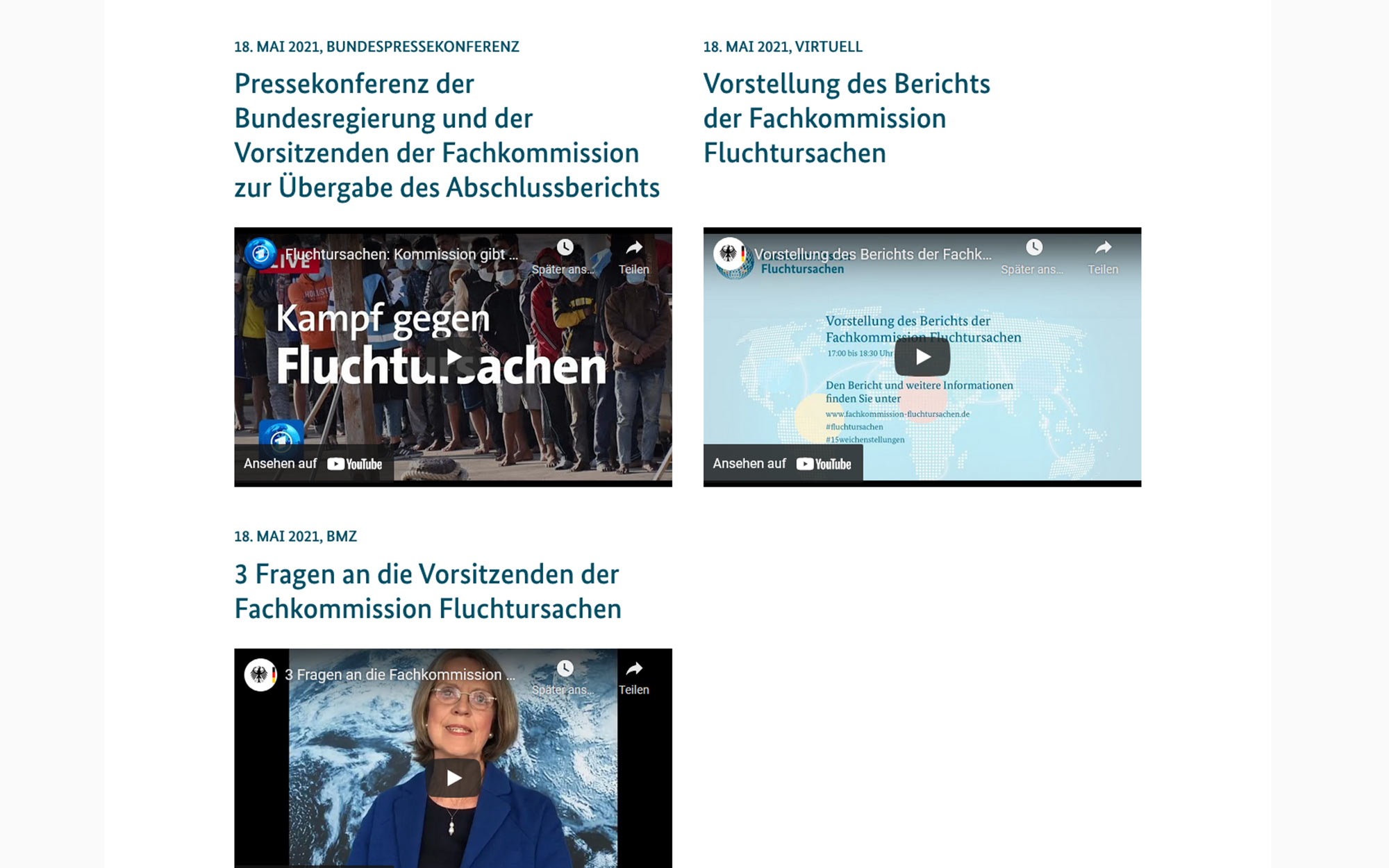 Screenshot der Webseite fachkomission-fluchtursachen.de