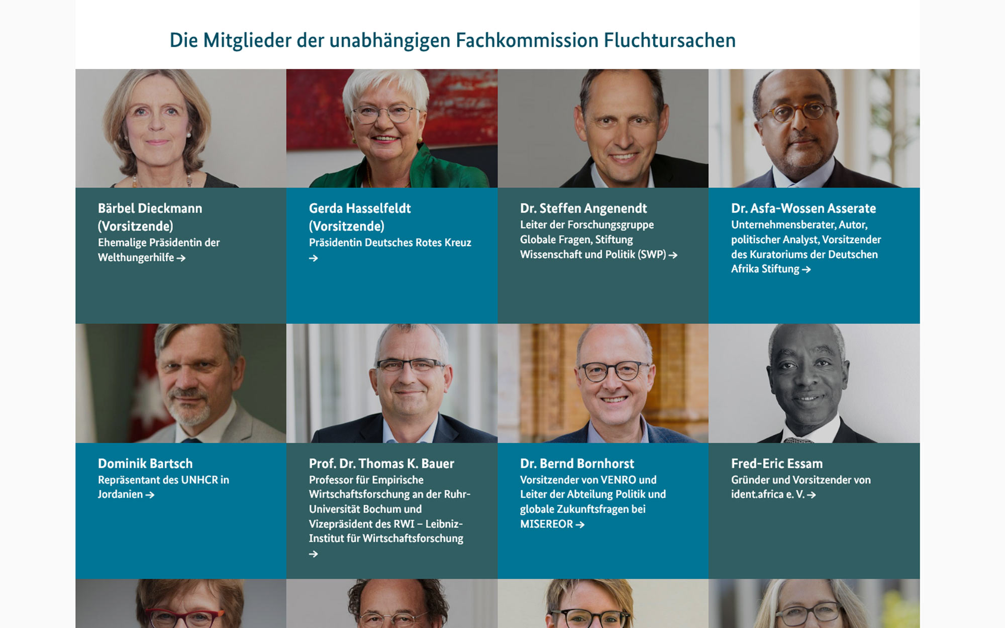 Screenshot der Webseite fachkomission-fluchtursachen.de